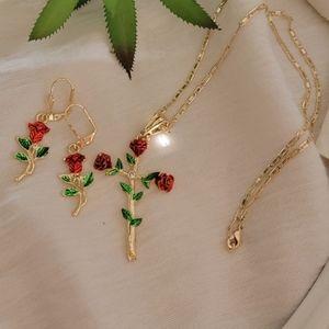 14k gold plated women's flower set